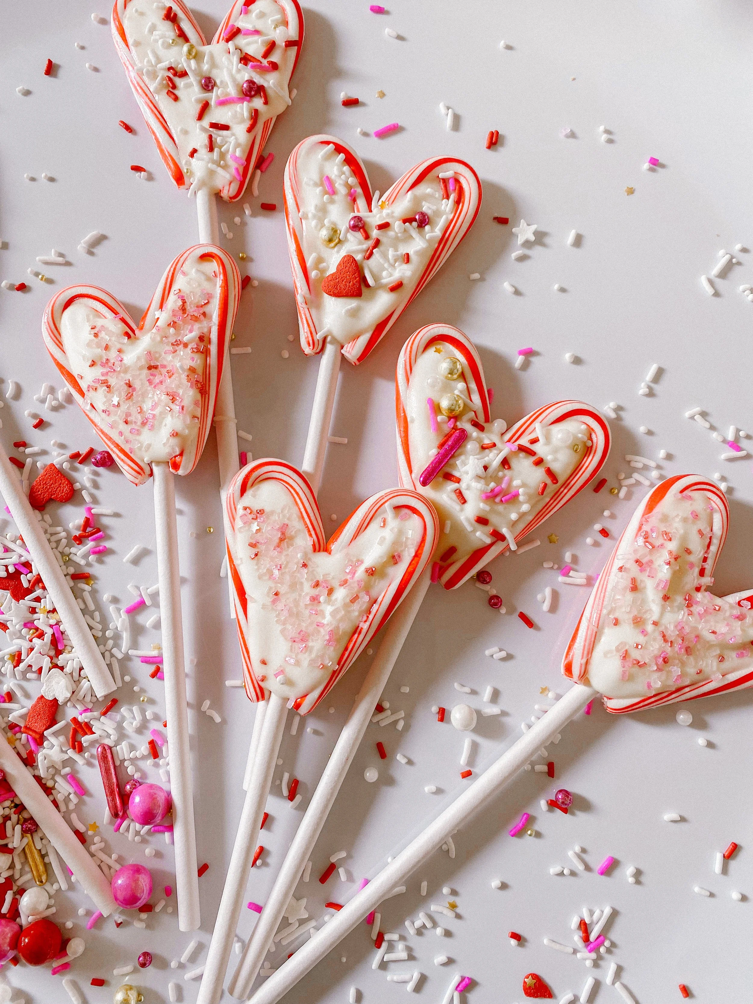 Candy Cane Heart Lollipops 