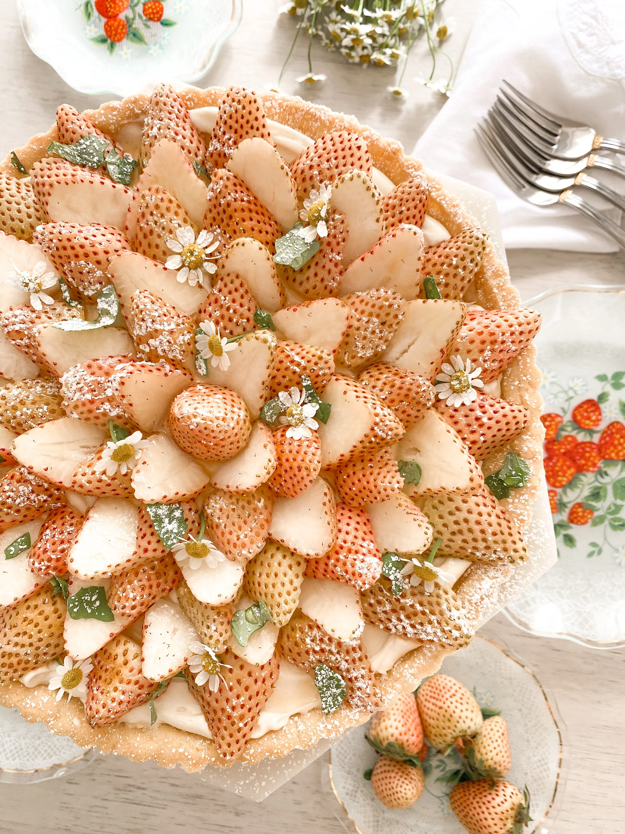 Strawberry Tart with Wish Farms Pineberries 