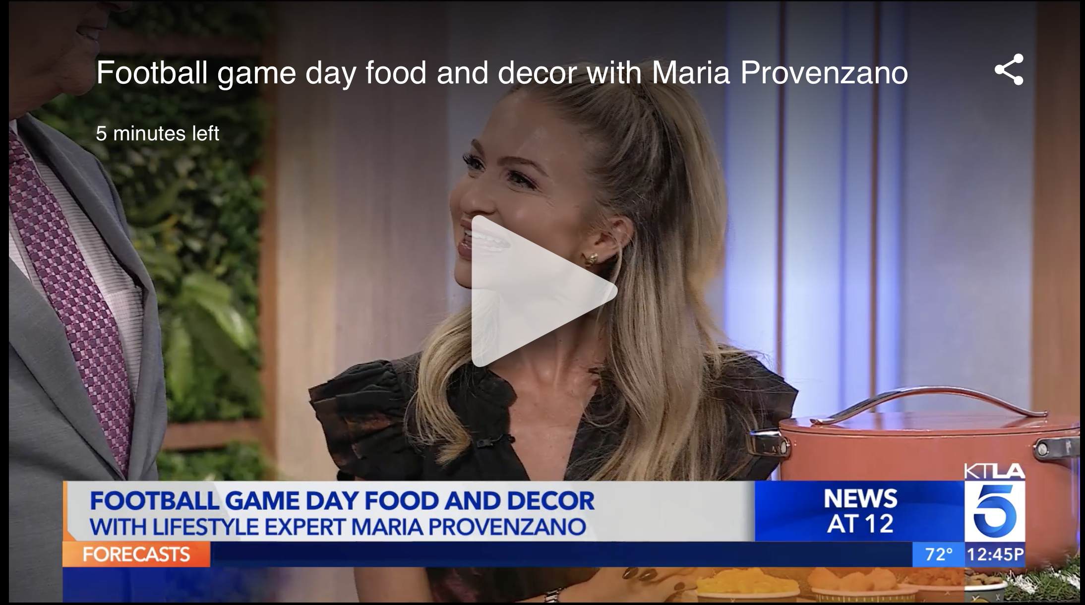 Maria on KTLA celebrating football season 