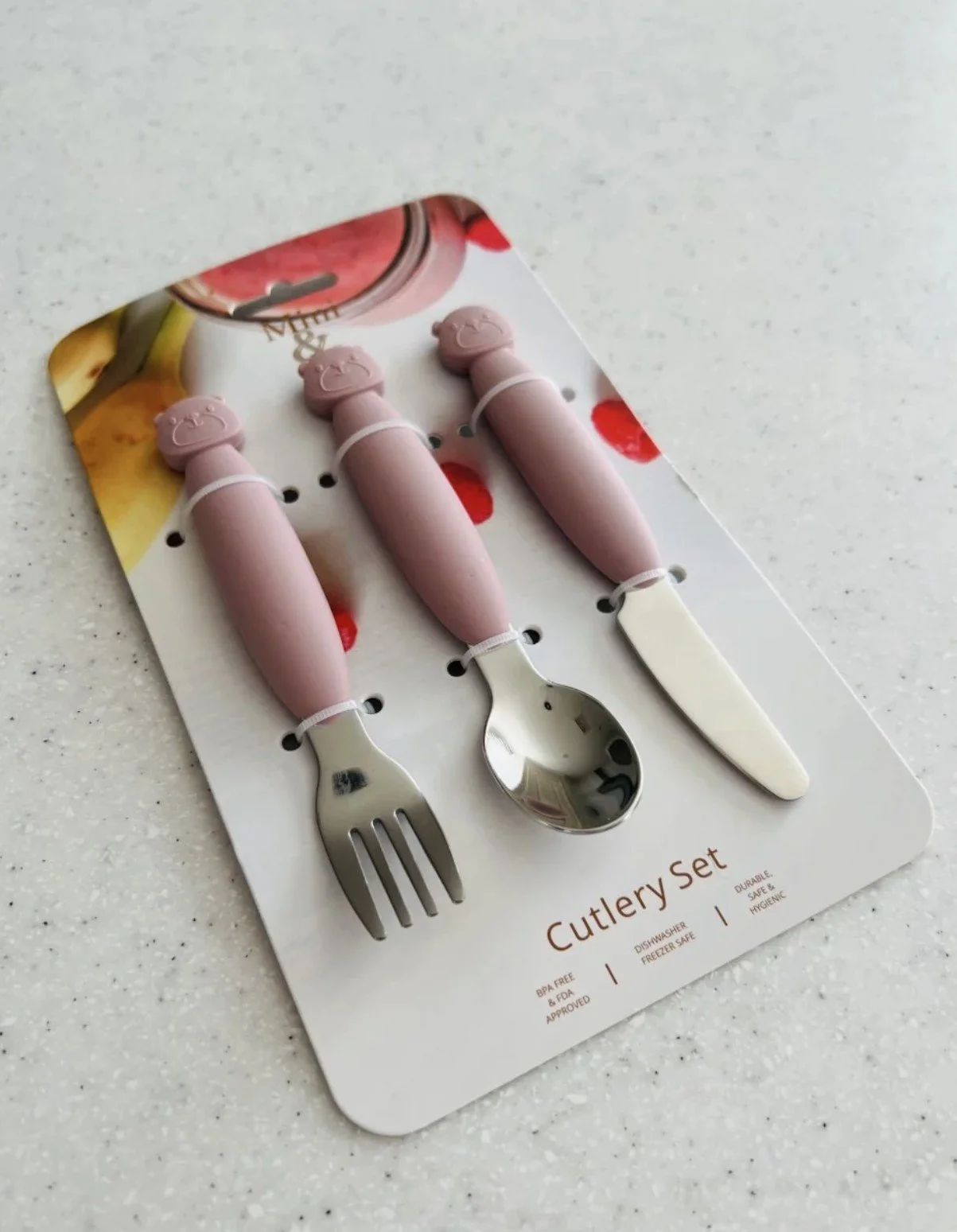Mini & Me Metal Cutlery Set - Cherry