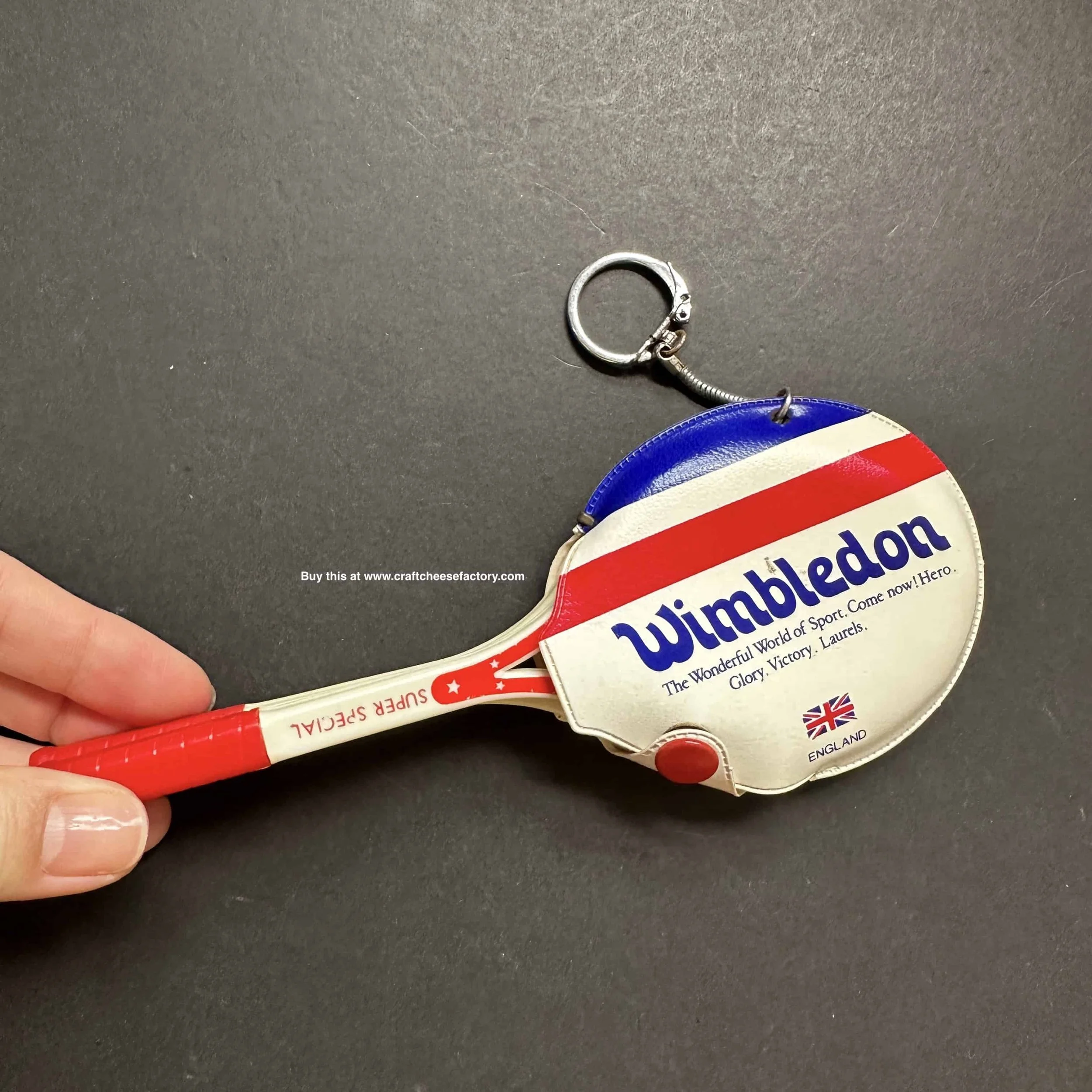vintage Wimbledon tennis racket keychain