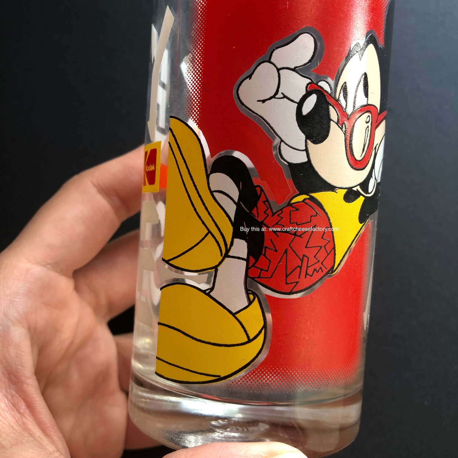 Vintage Kodak Disney Mickey Mouse children's drinking glass —