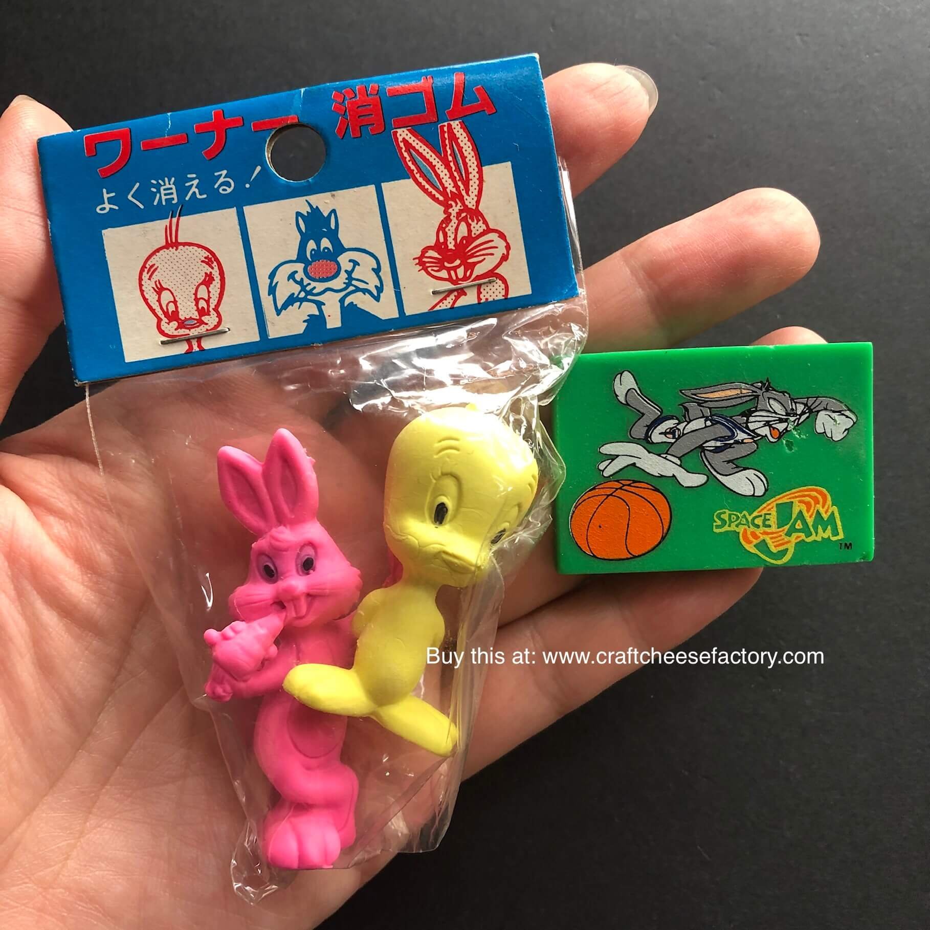 Vintage Looney Tunes Space Jam Bugs Bunny Tweety Bird Japan erasers