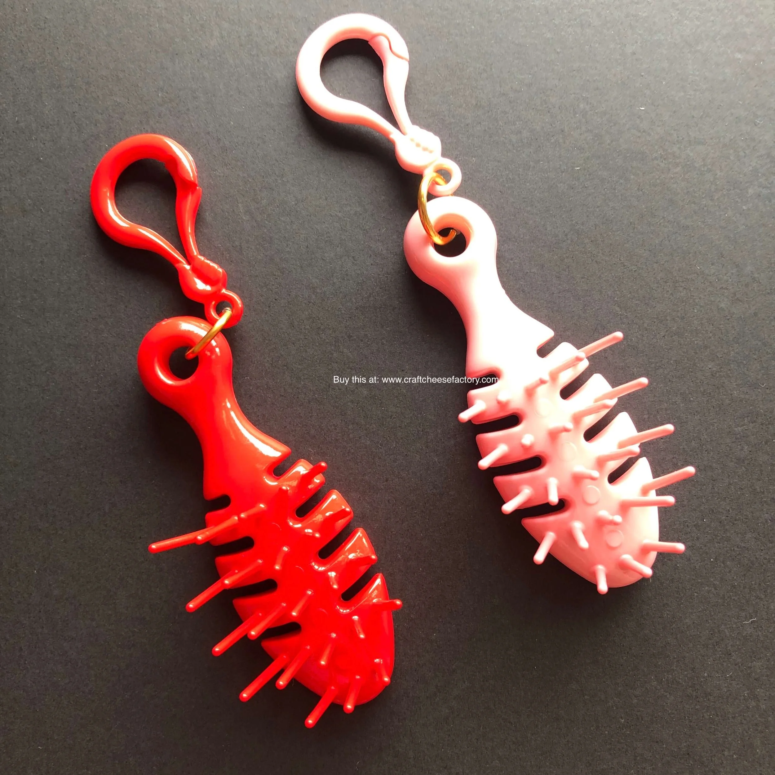 Vintage plastic figural clipon hairbrush charms keyrings keychain