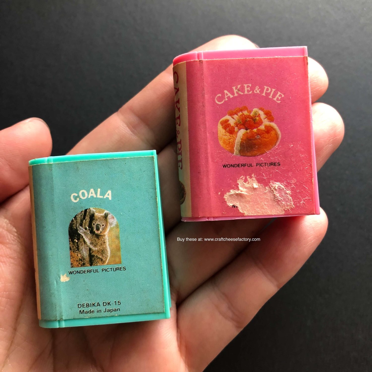 Vintage Japan 1980s 1990s magazine miniature book erasers stationery —