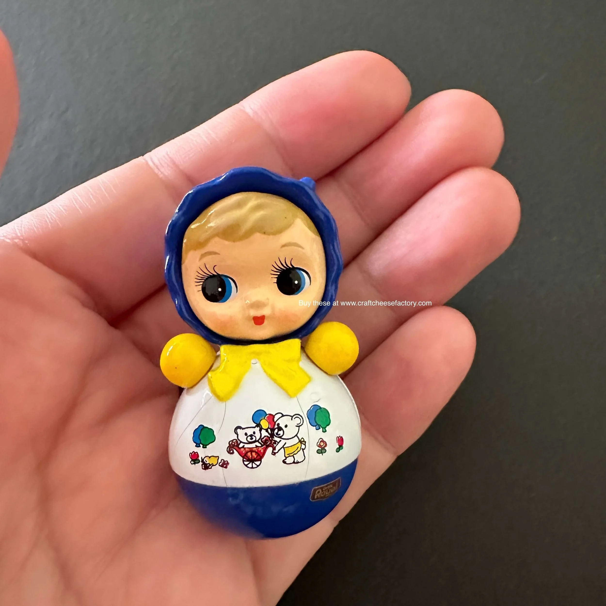 Vintage Japan miniature rolypoly baby toy doll figurines