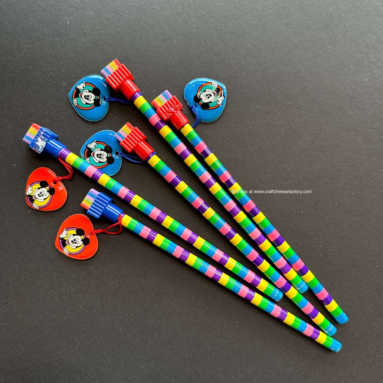 Vintage Mickey Mouse Lisa Frank-inspired Eraser Topper Pencils —