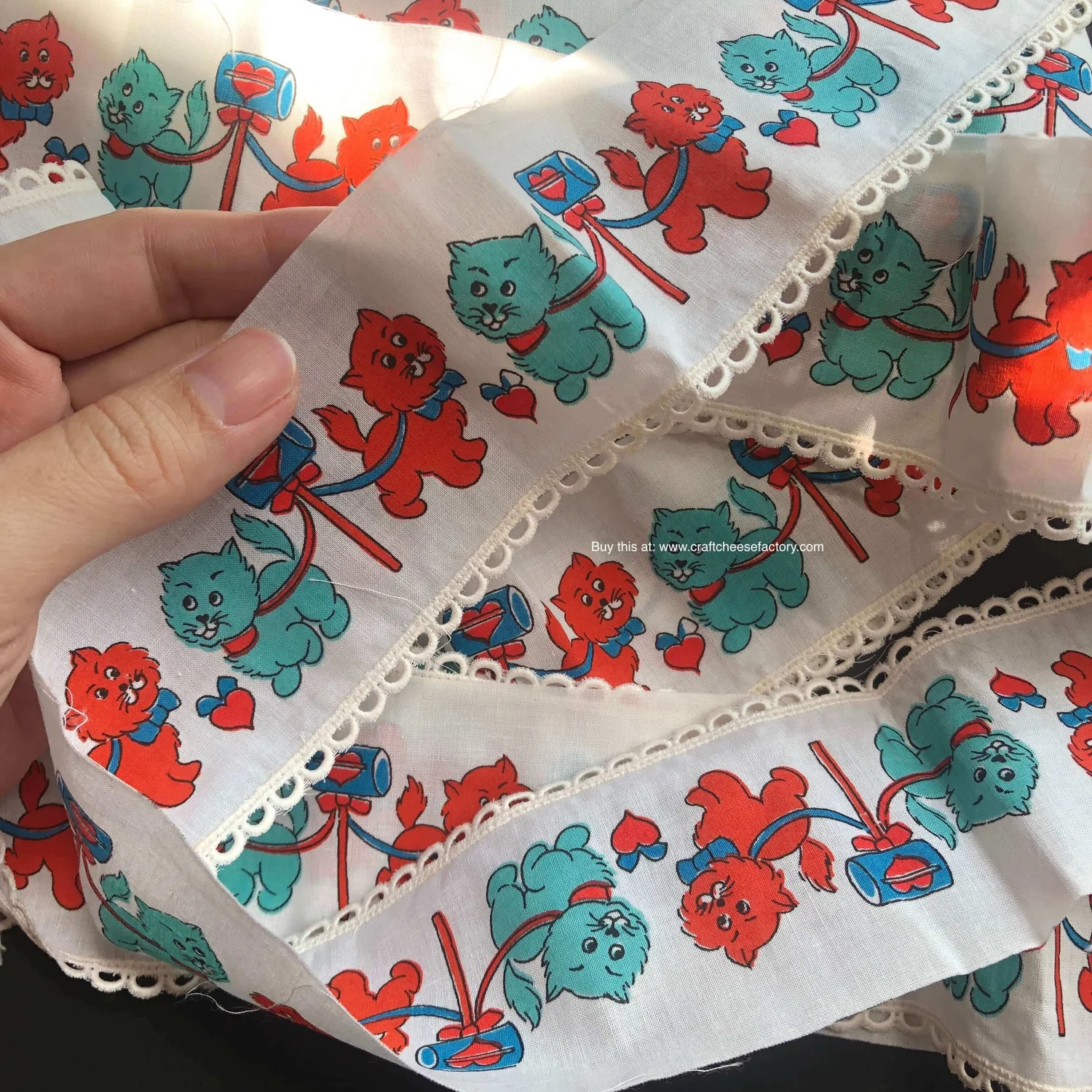 Vintage Cat Print Fabric