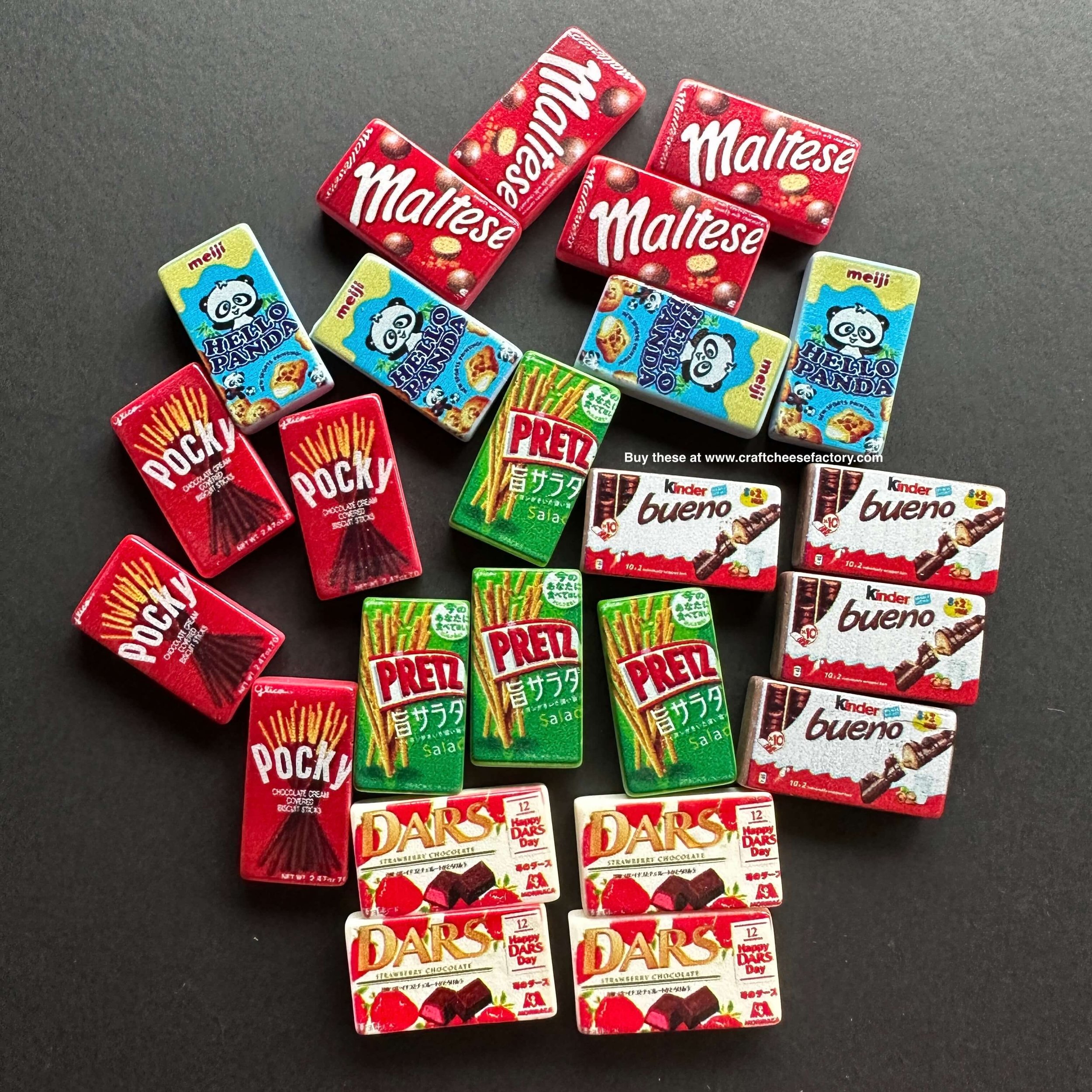 Miniature toy sweets chocolates biscuits Pretz Pocky Hello Panda