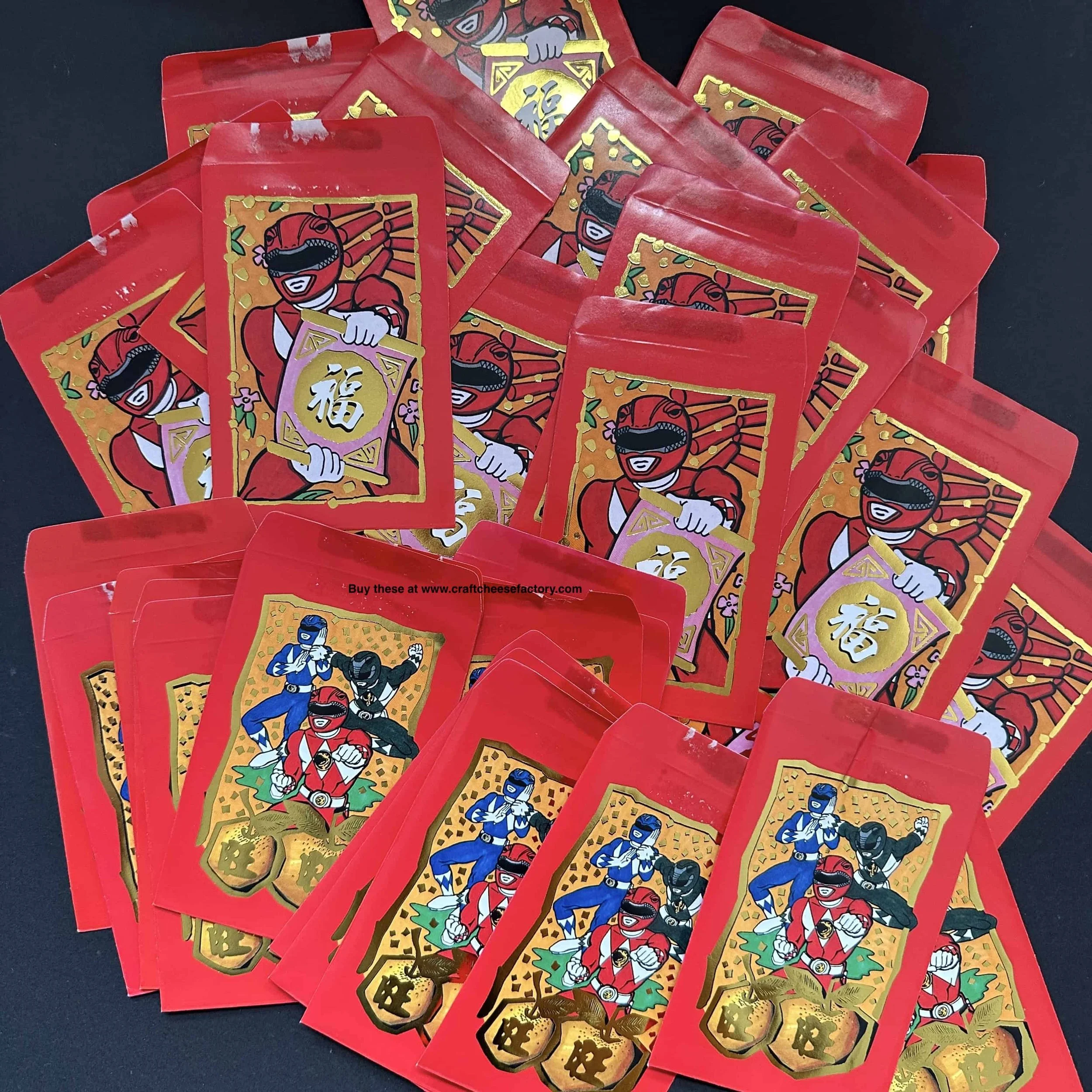 Vintage Power Rangers stationery red packet envelopes