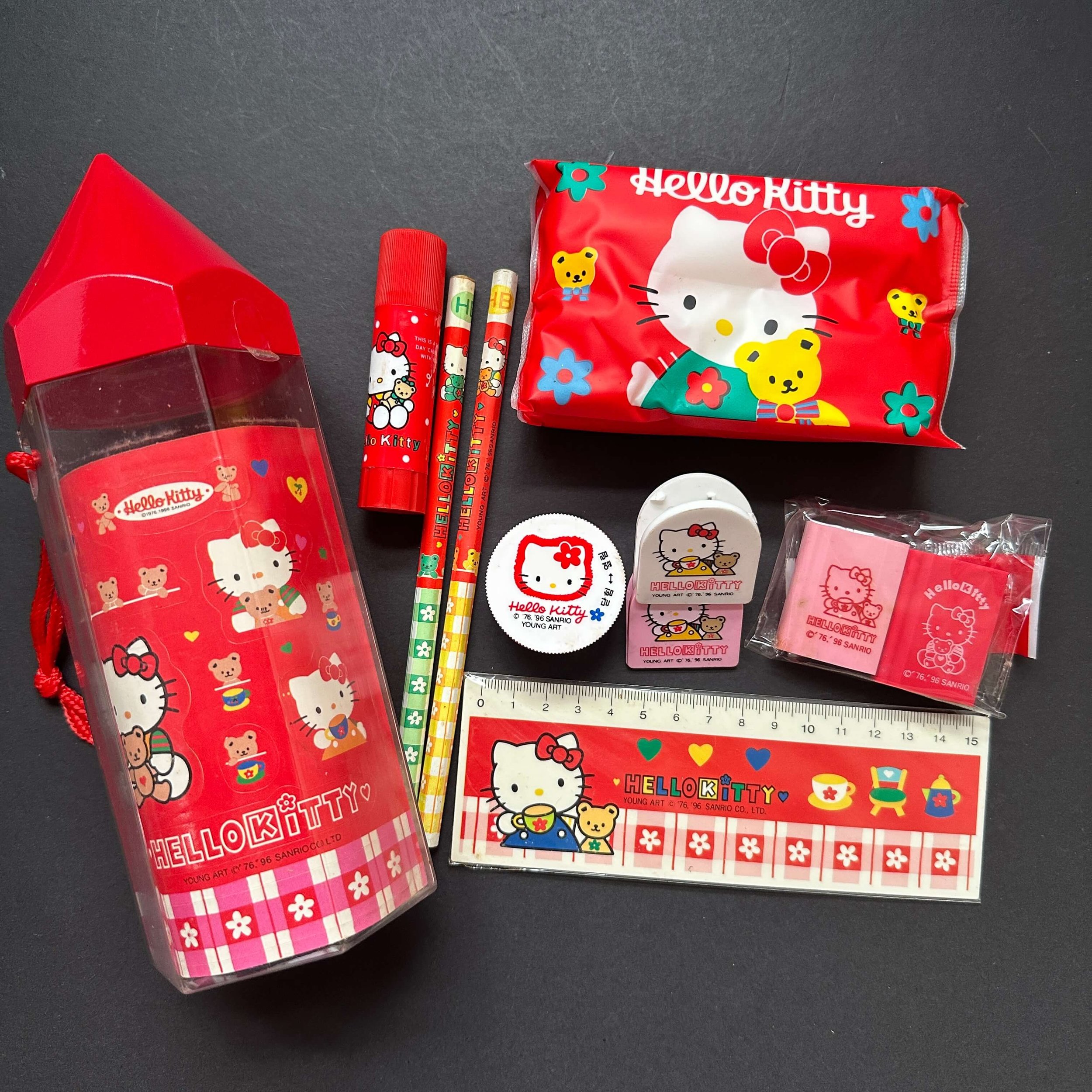 Vintage 1990s Hello Kitty stationery pencil box case