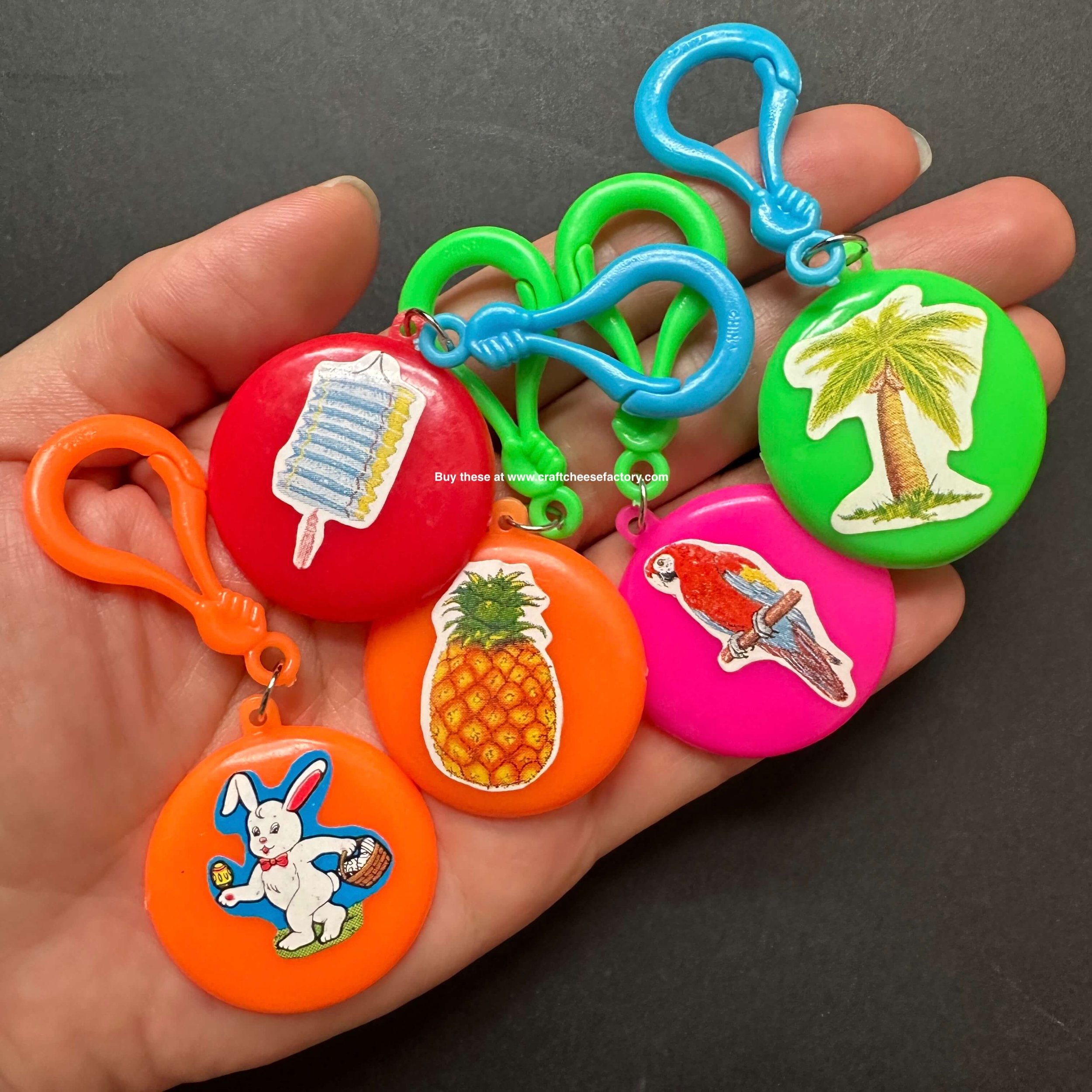 vintage plastic hook charms keyring keychain