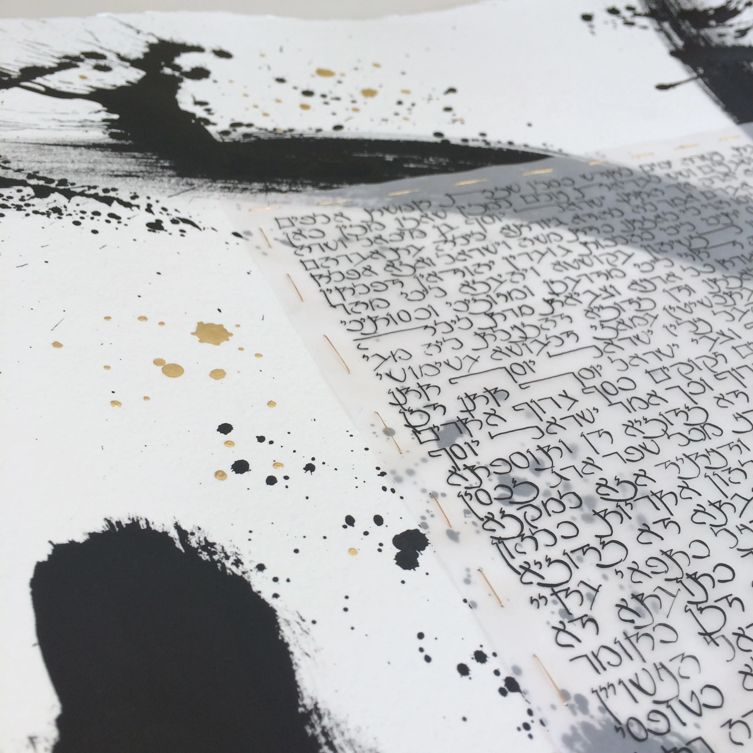 sumi ink with gold leaf ketubah