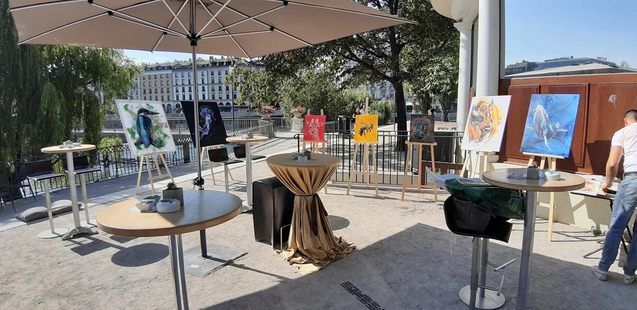 Afterwork artistique by Monada et Art'place to be sur l'Île Rousseau Genève 