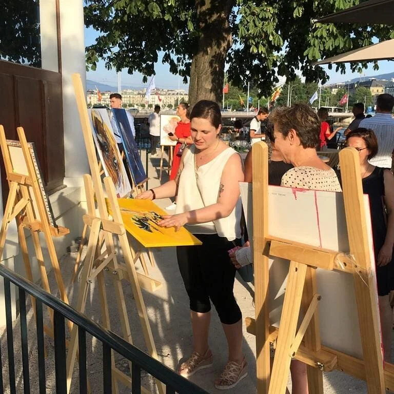Afterwork artistique by Monada et Art'place to be sur l'Île Rousseau Genève 