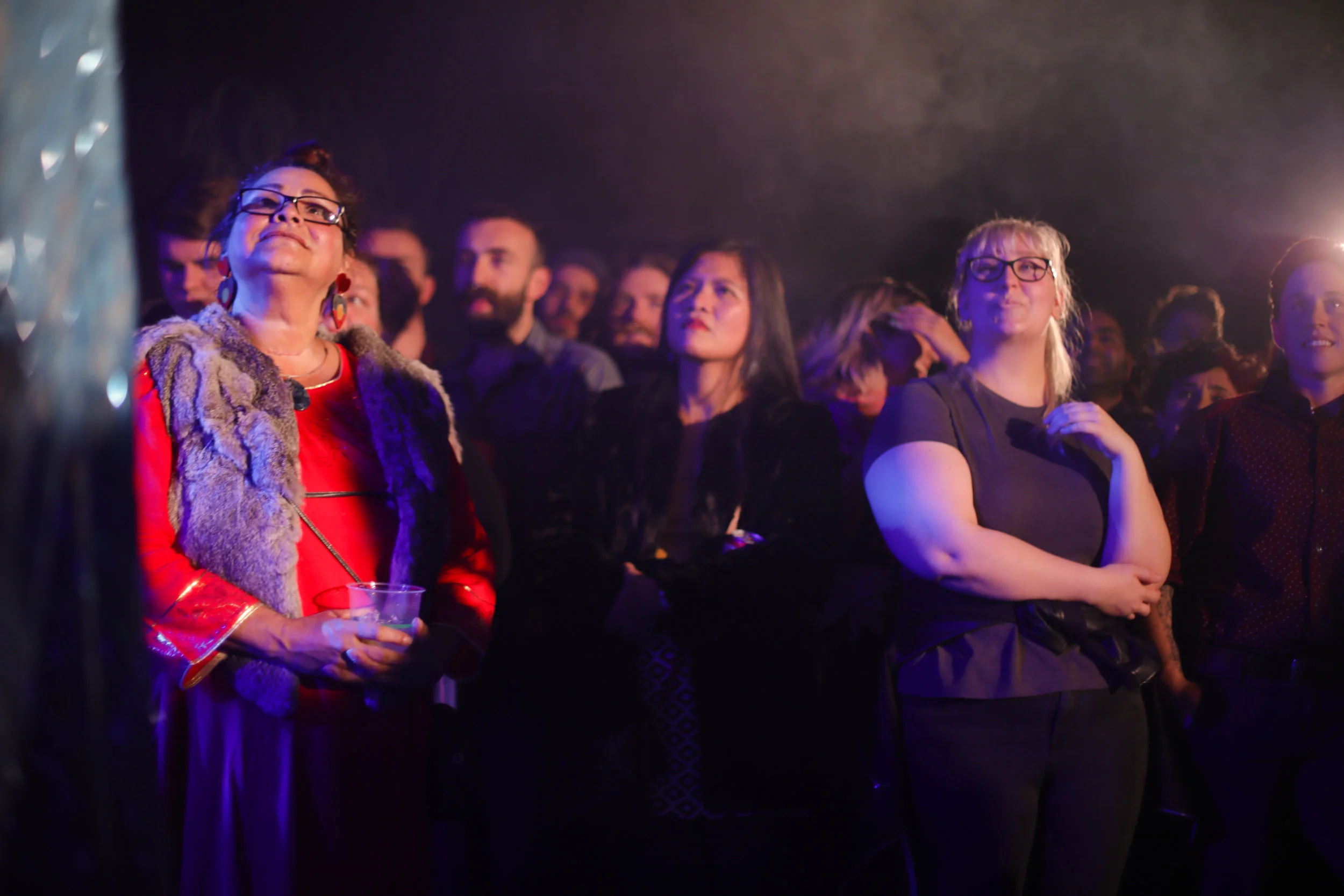 Members of the crowd are mesmerised by last year's Miss First Nation winner performing lip sync. More than 600 people attended over the four day event. Photo: Warwick Jones