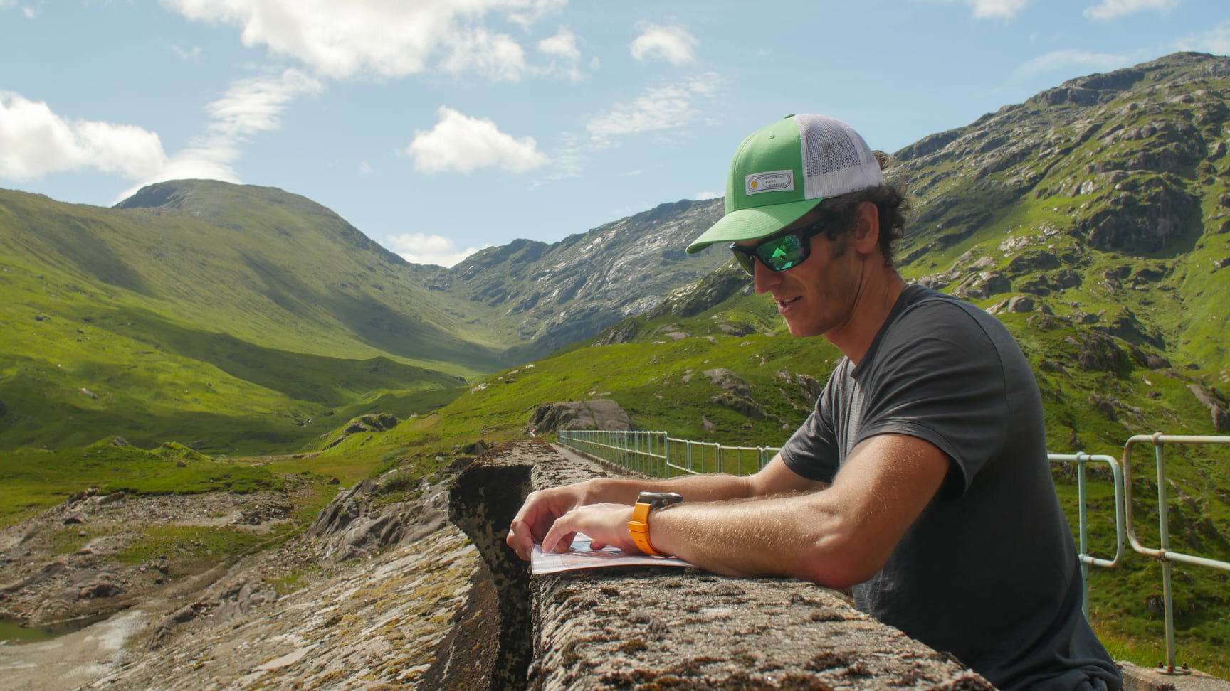 Checking the route at Loch Quioch Dam