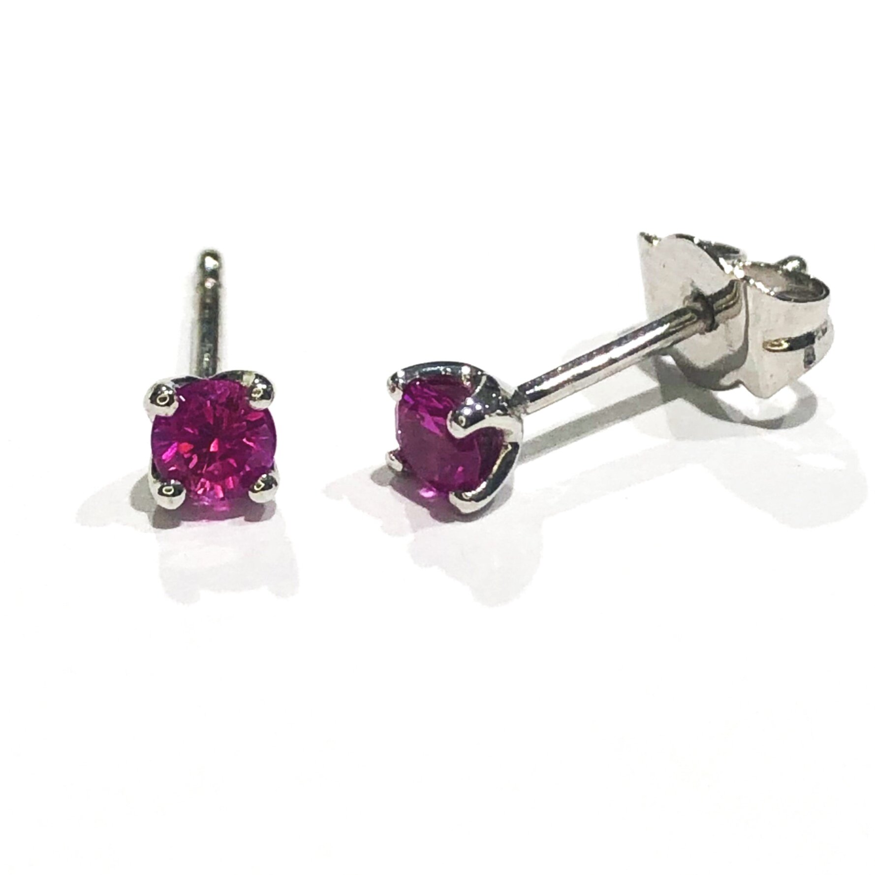 Pink Sapphire Claw Set Diamond Earrings