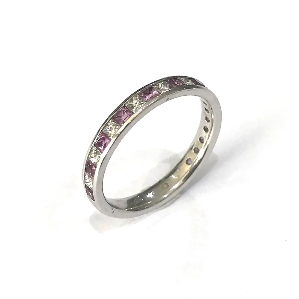 Princess Cut Diamond and Pink Sapphire Eternity — Petra Jewellery