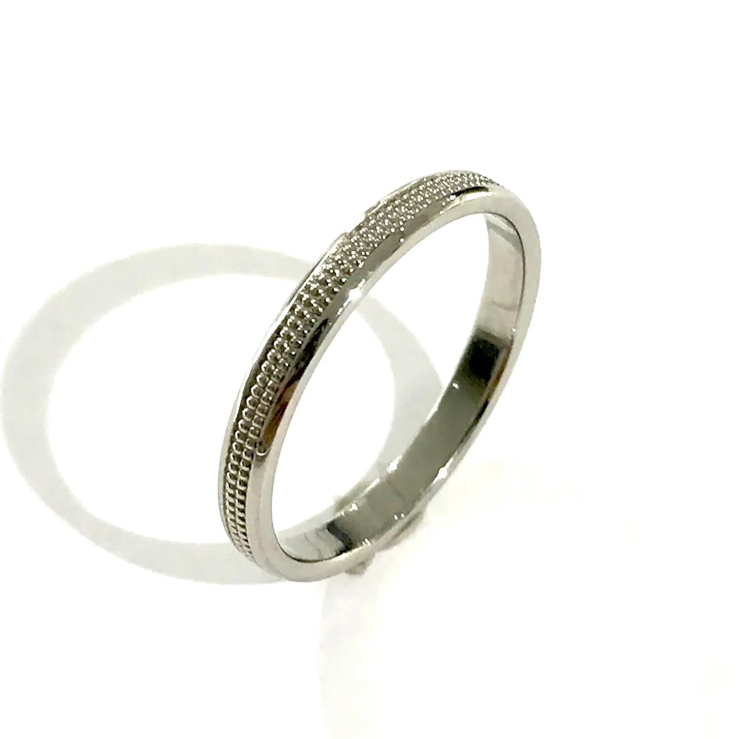 White Gold Milgrain Detail Wedding Band