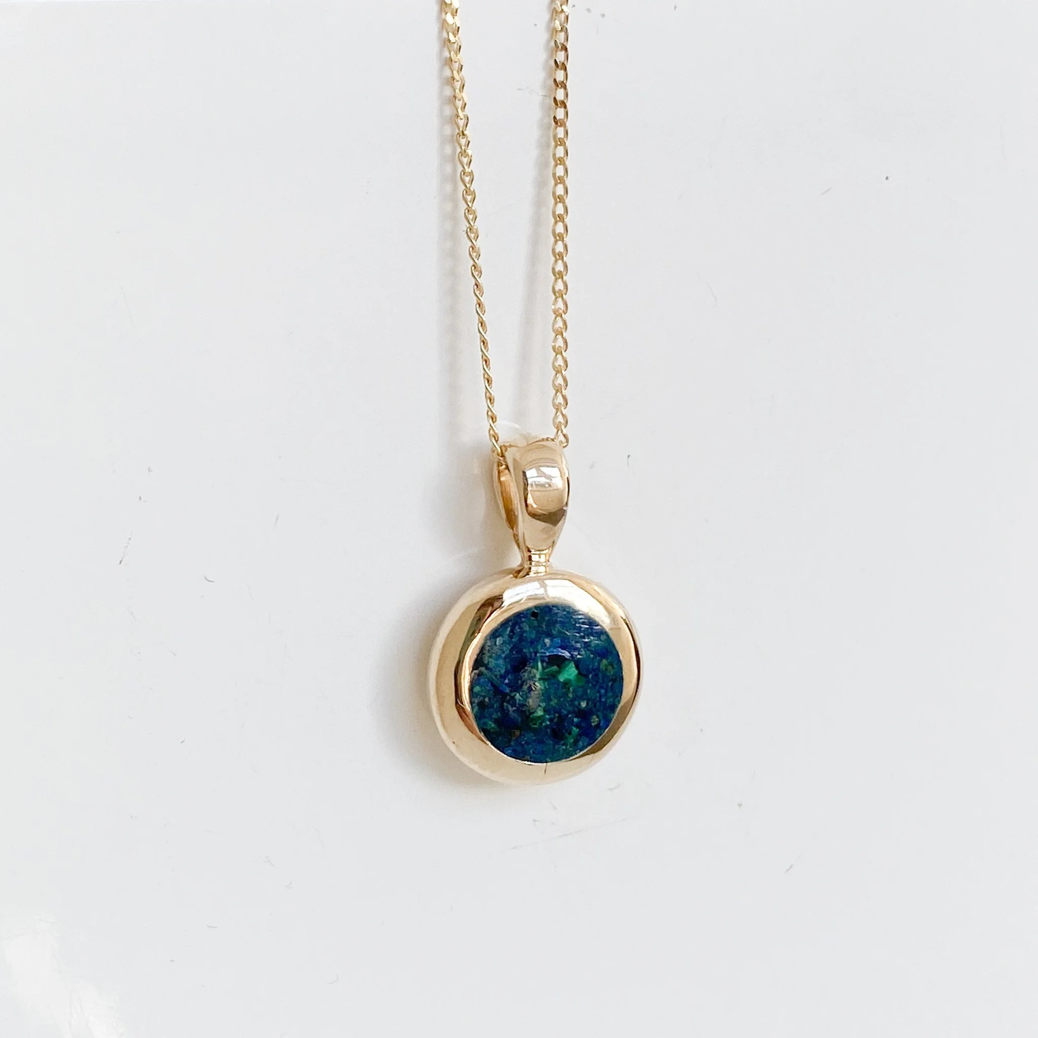 Ashes in gemstone - Round lapis pendant