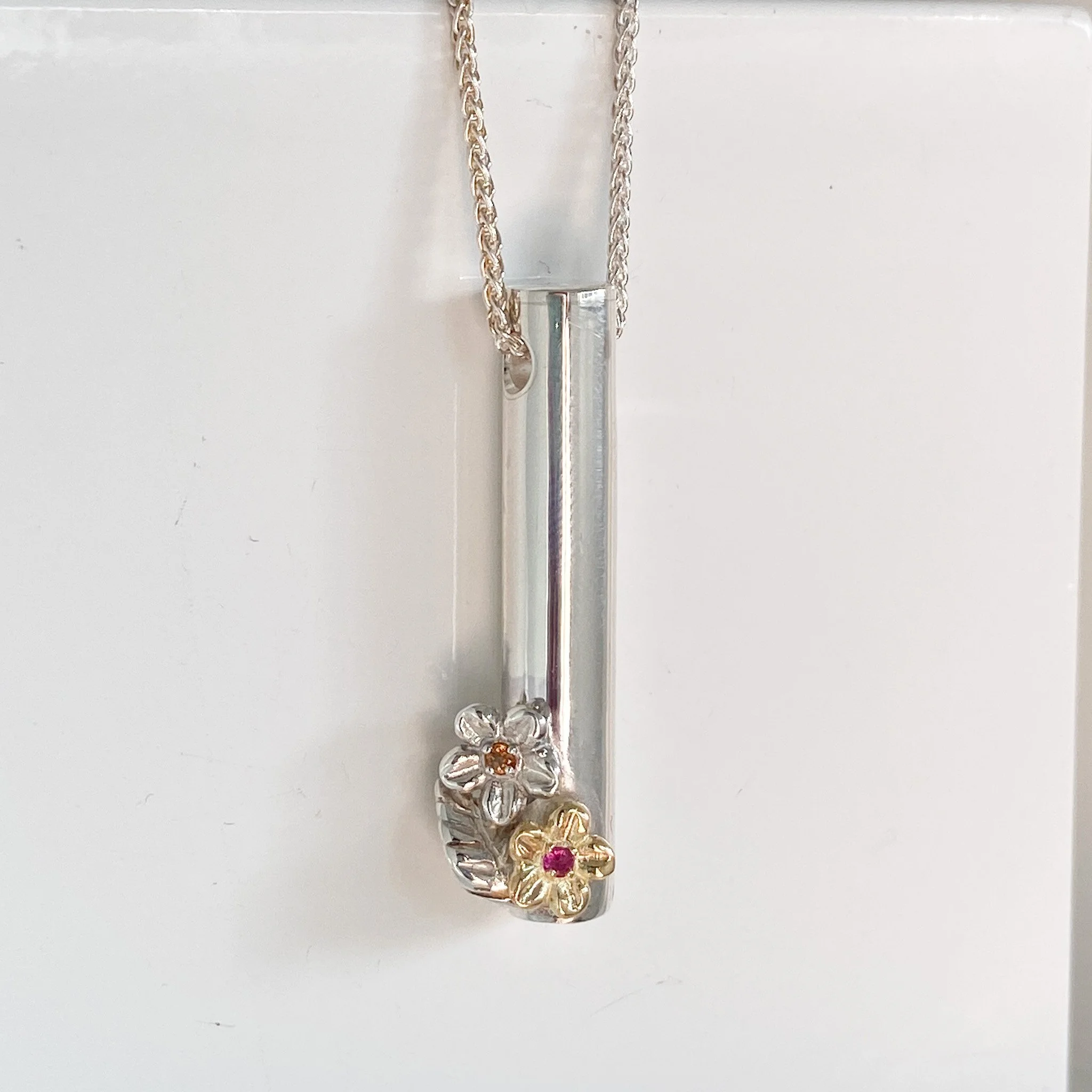 Ashes in a container - Forget-me-not pendant