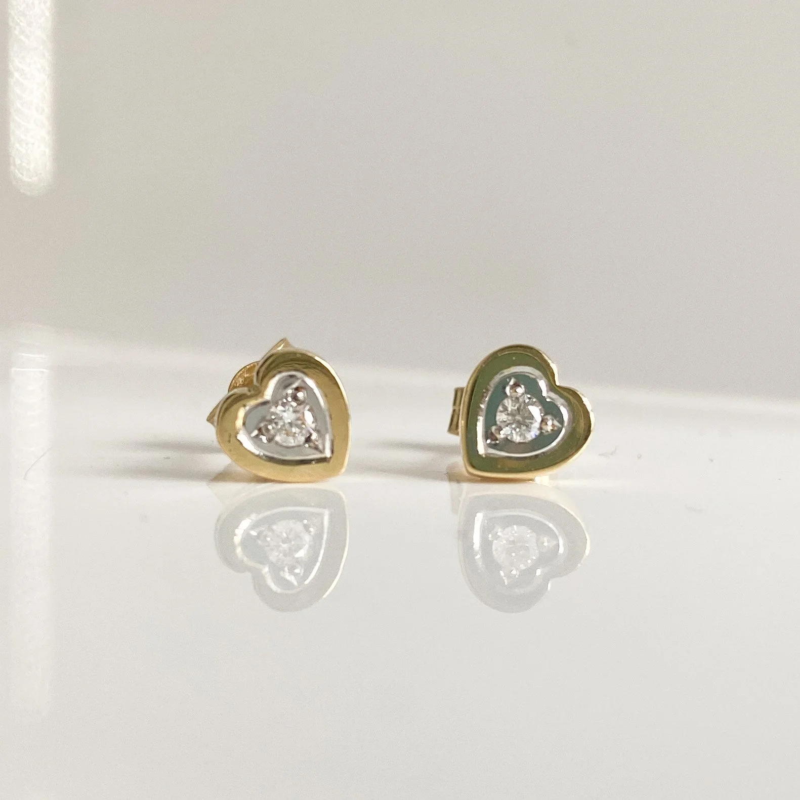 Love heart shaped diamond earrings