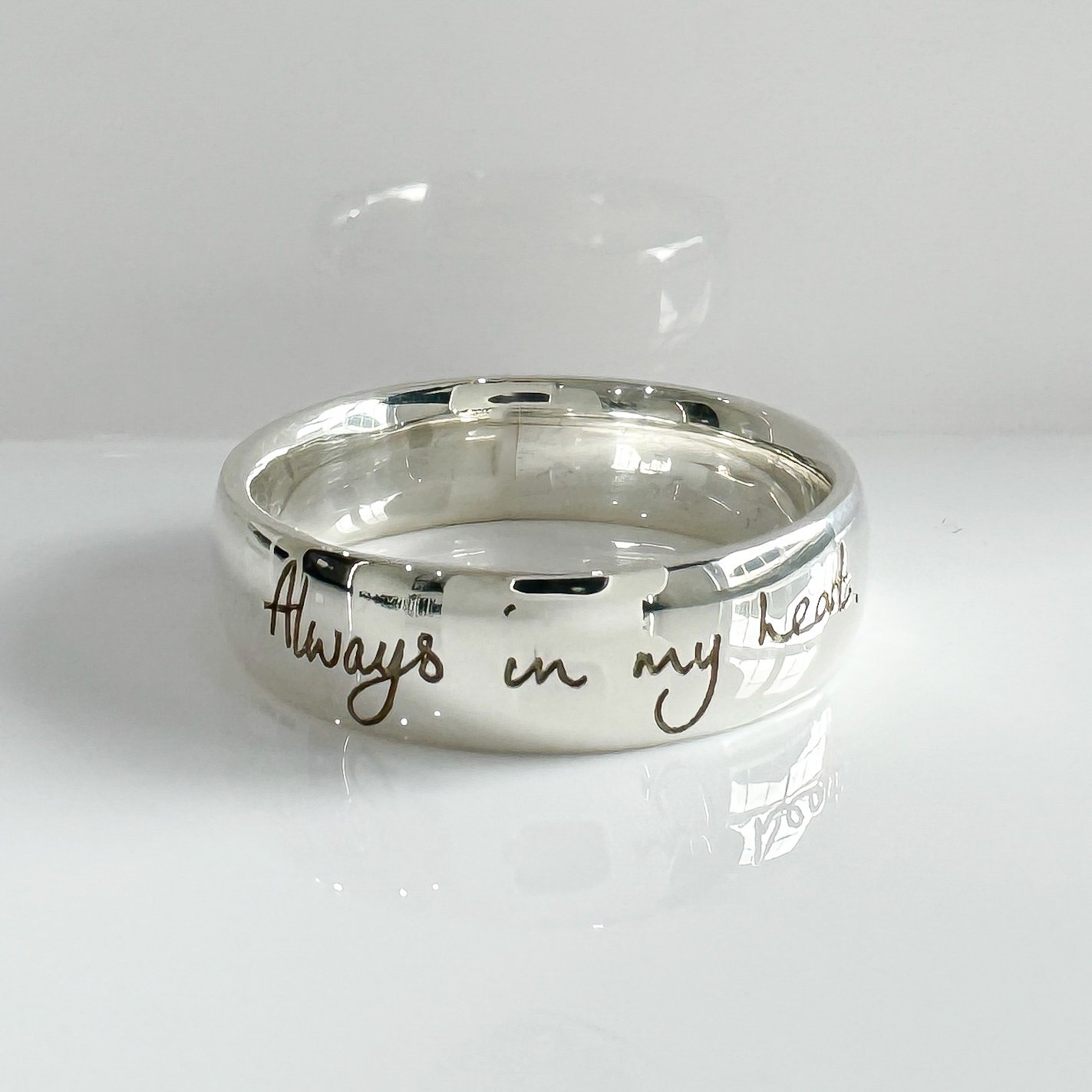 Handwritten engraved ring