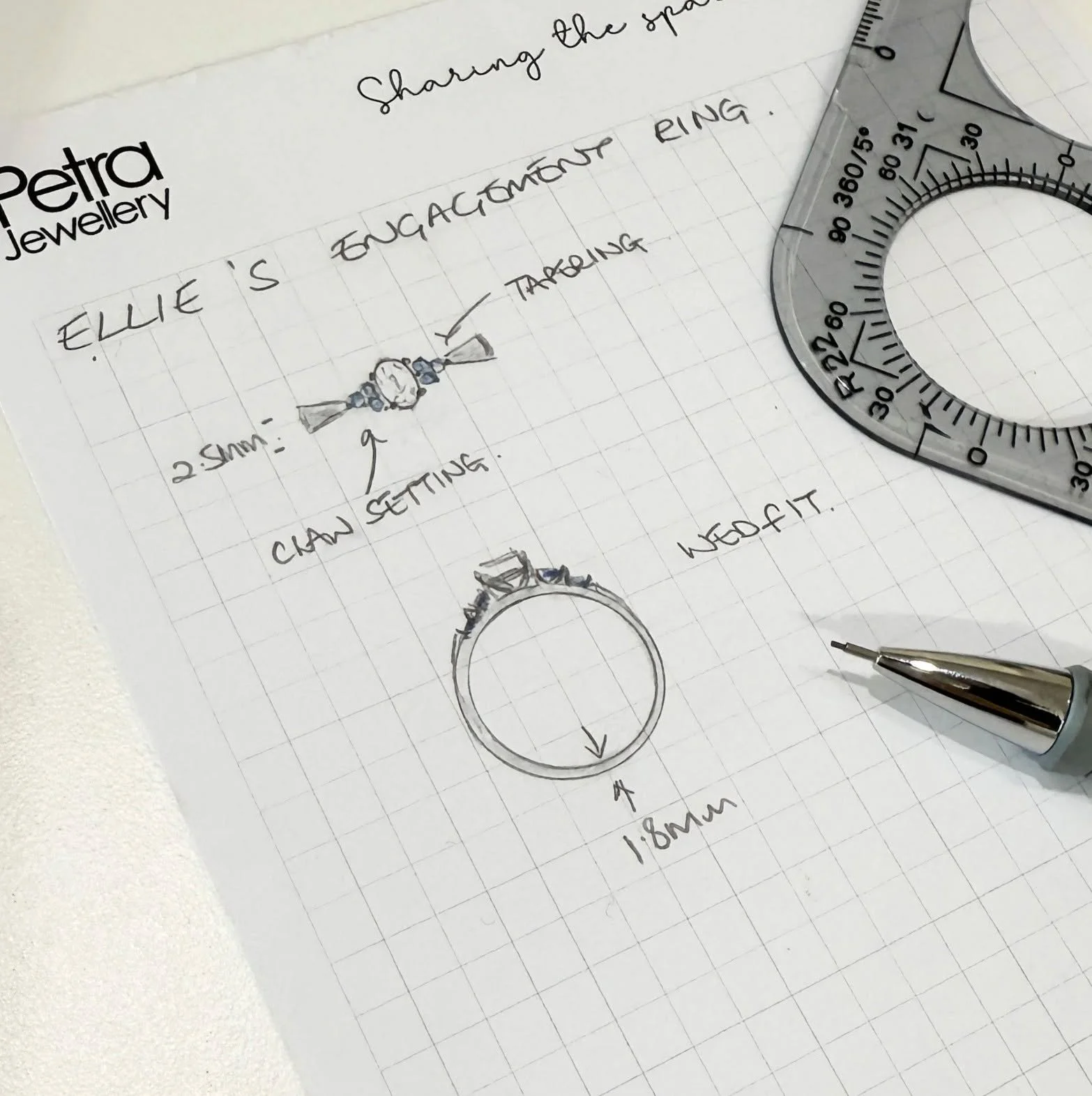 When George came to see us, he was looking to design the perfect engagement ring for Ellie. He had done his homework and already had a clear vision in mind, but he wanted a little expert guidance to bring it to life.

During his design appointment wi