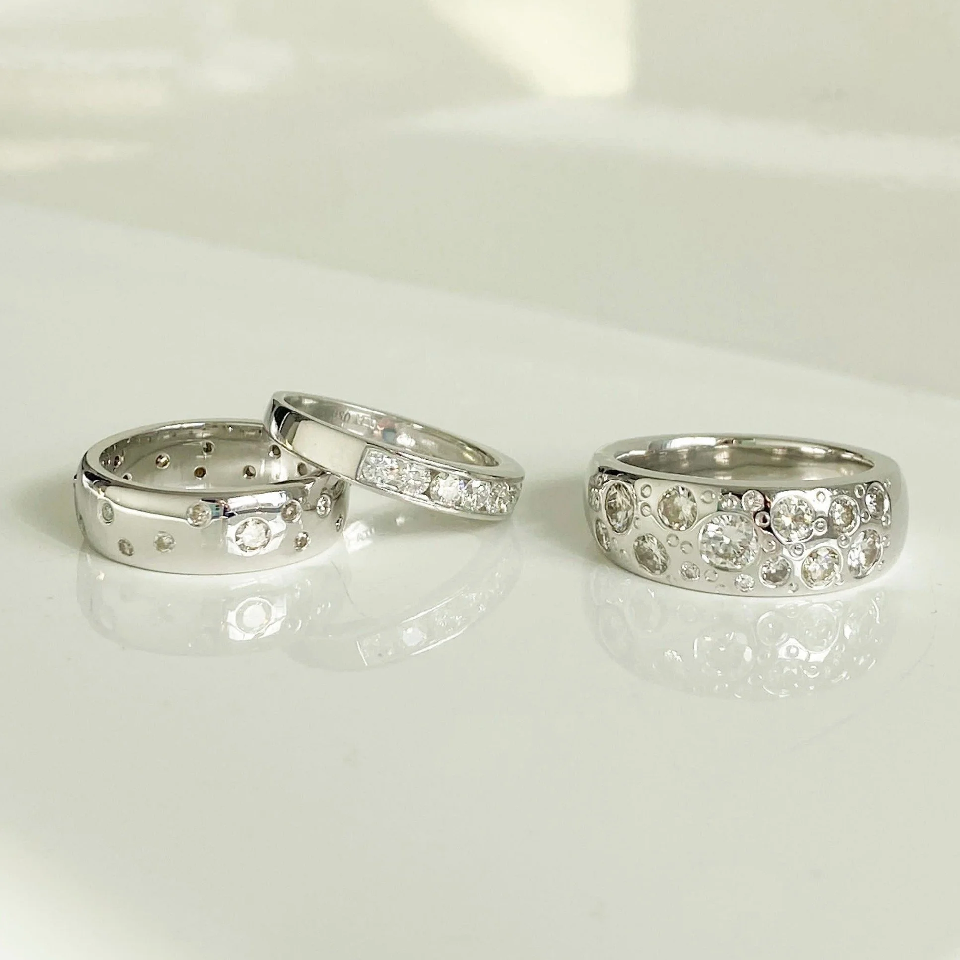 ✨ Love the sentiment, not the yellow gold?

These beautiful rings have been transformed with our pallnic plating service, giving them a bright white finish without the need for a full remodel.

Each piece is first pallnic plated and then rhodium plat