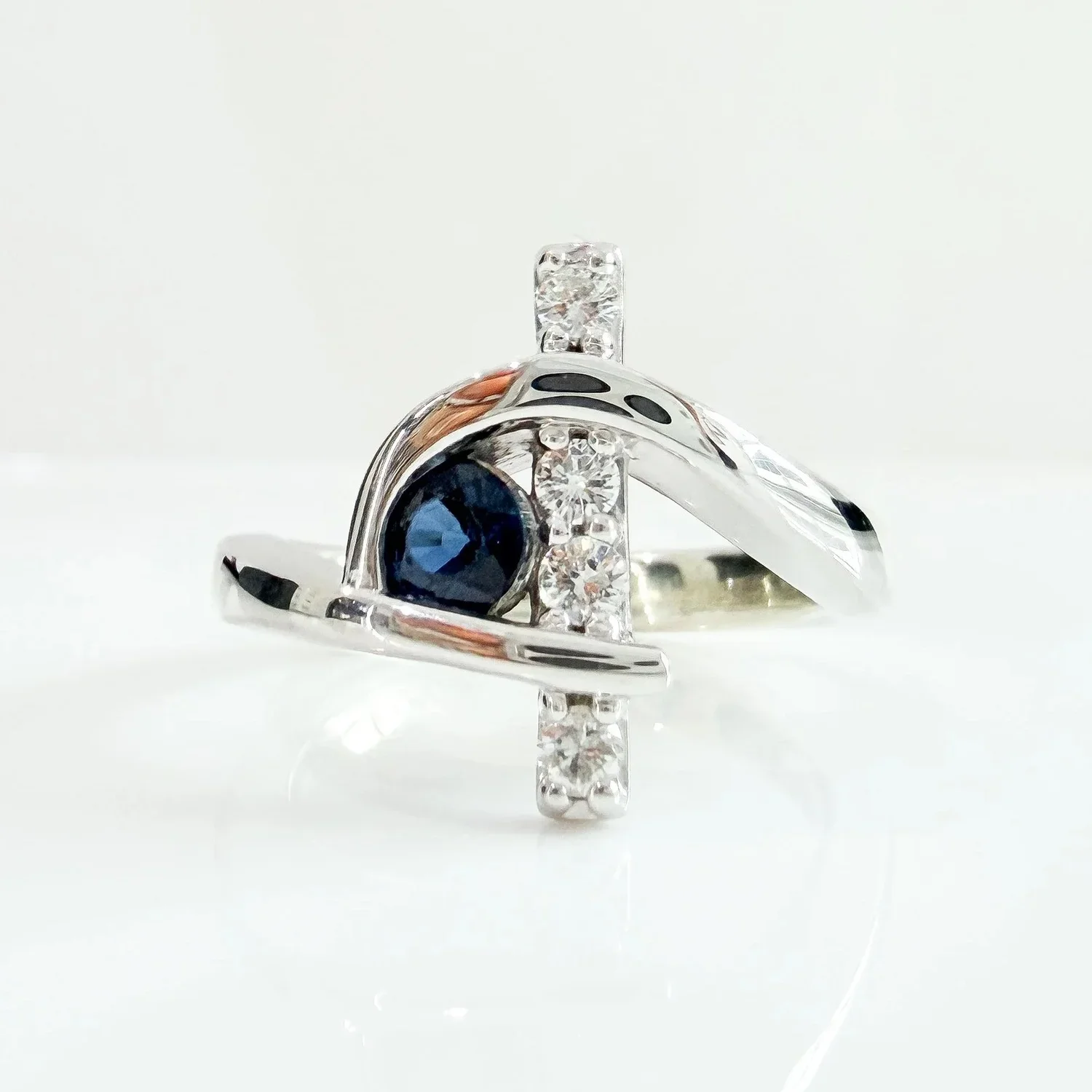 Contemporary sapphire bypass-style ring