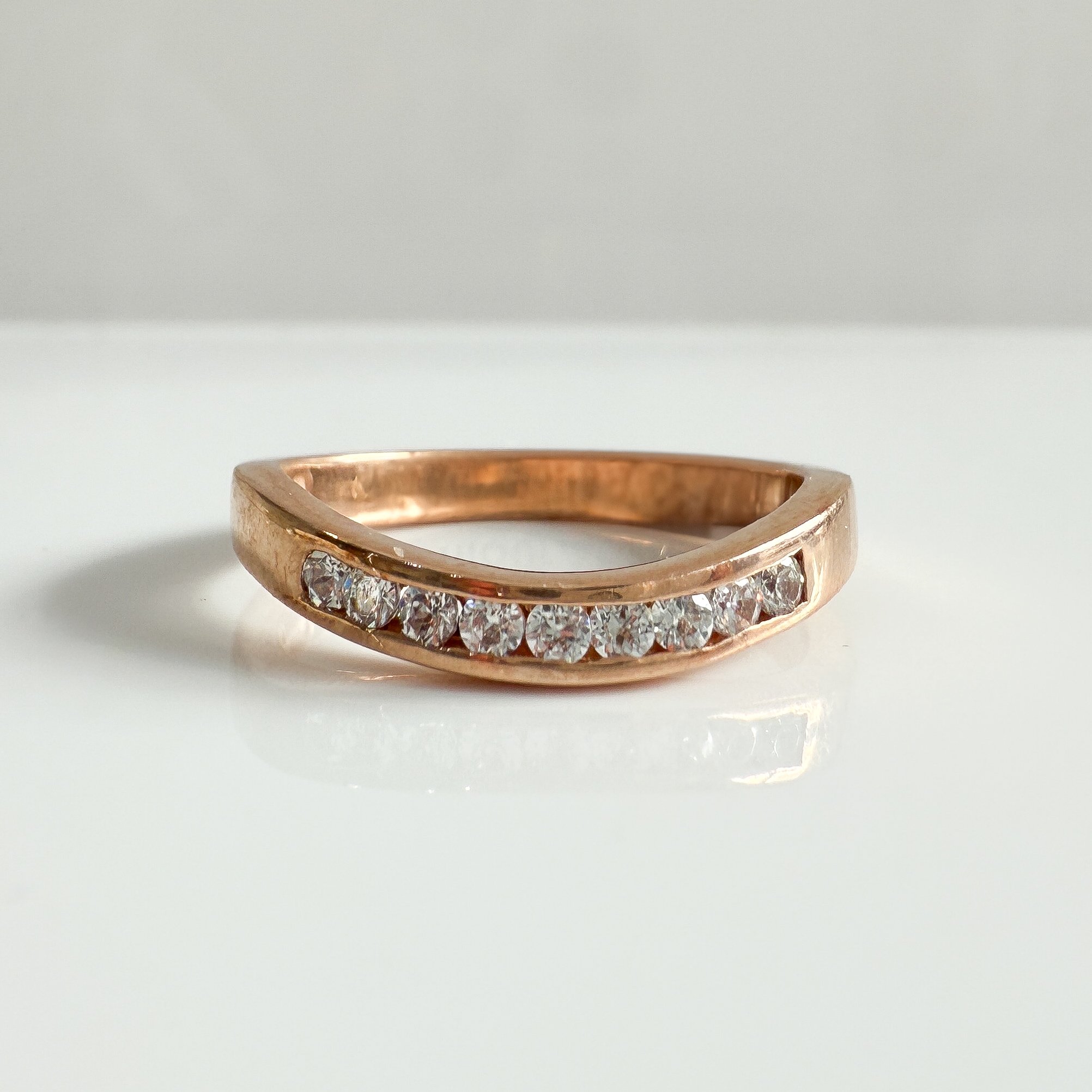 Rose gold channel set ring