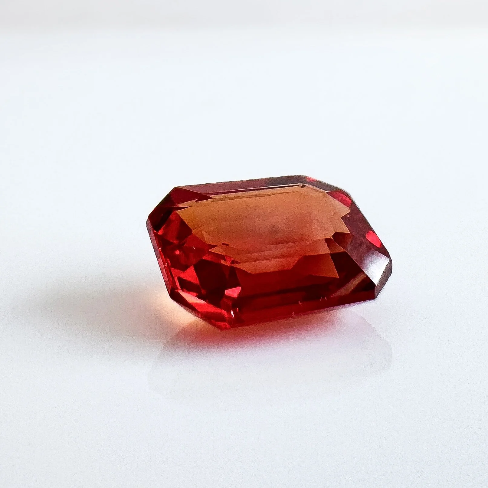 Octagonal shape orange sapphire
