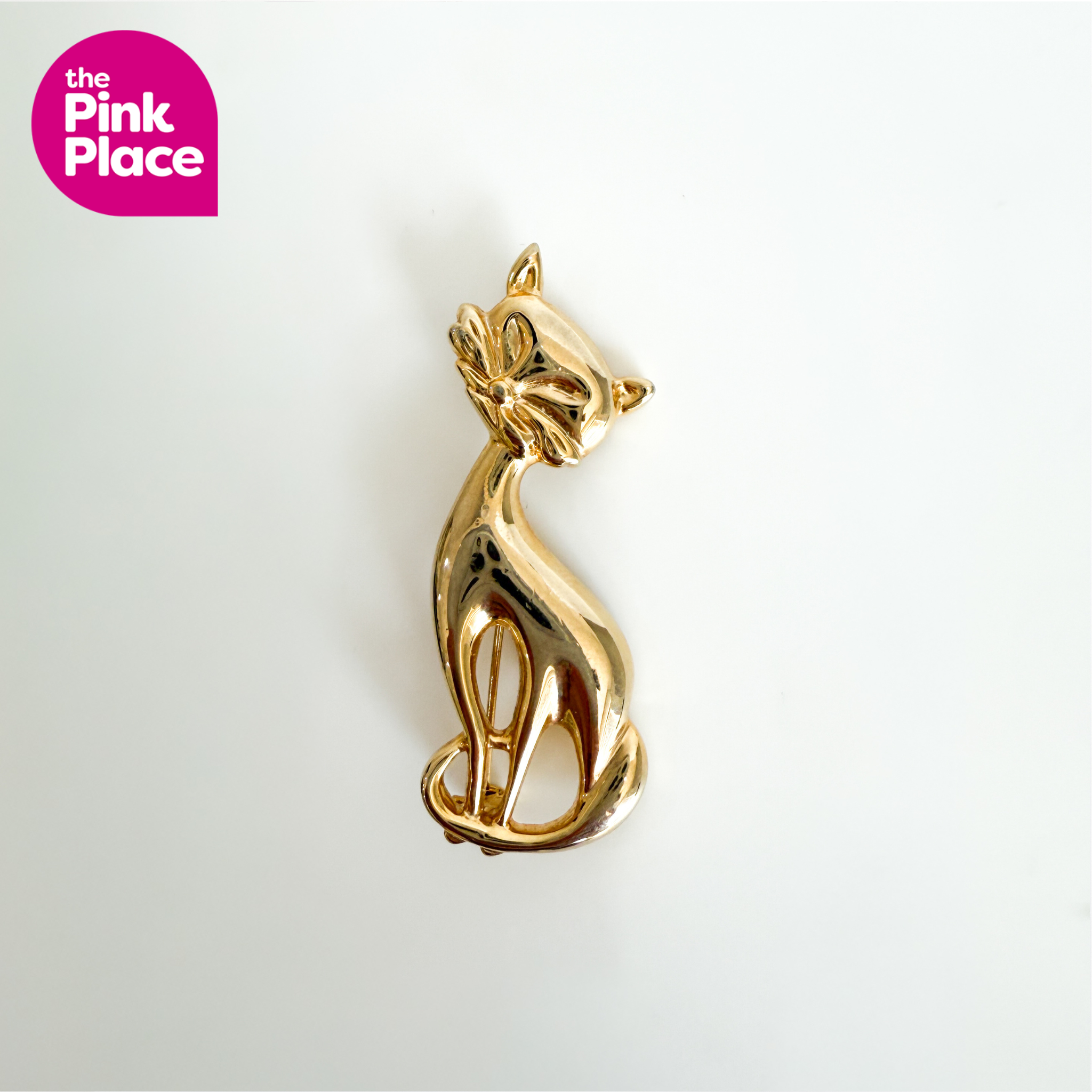 Gold Coloured Cat Brooch