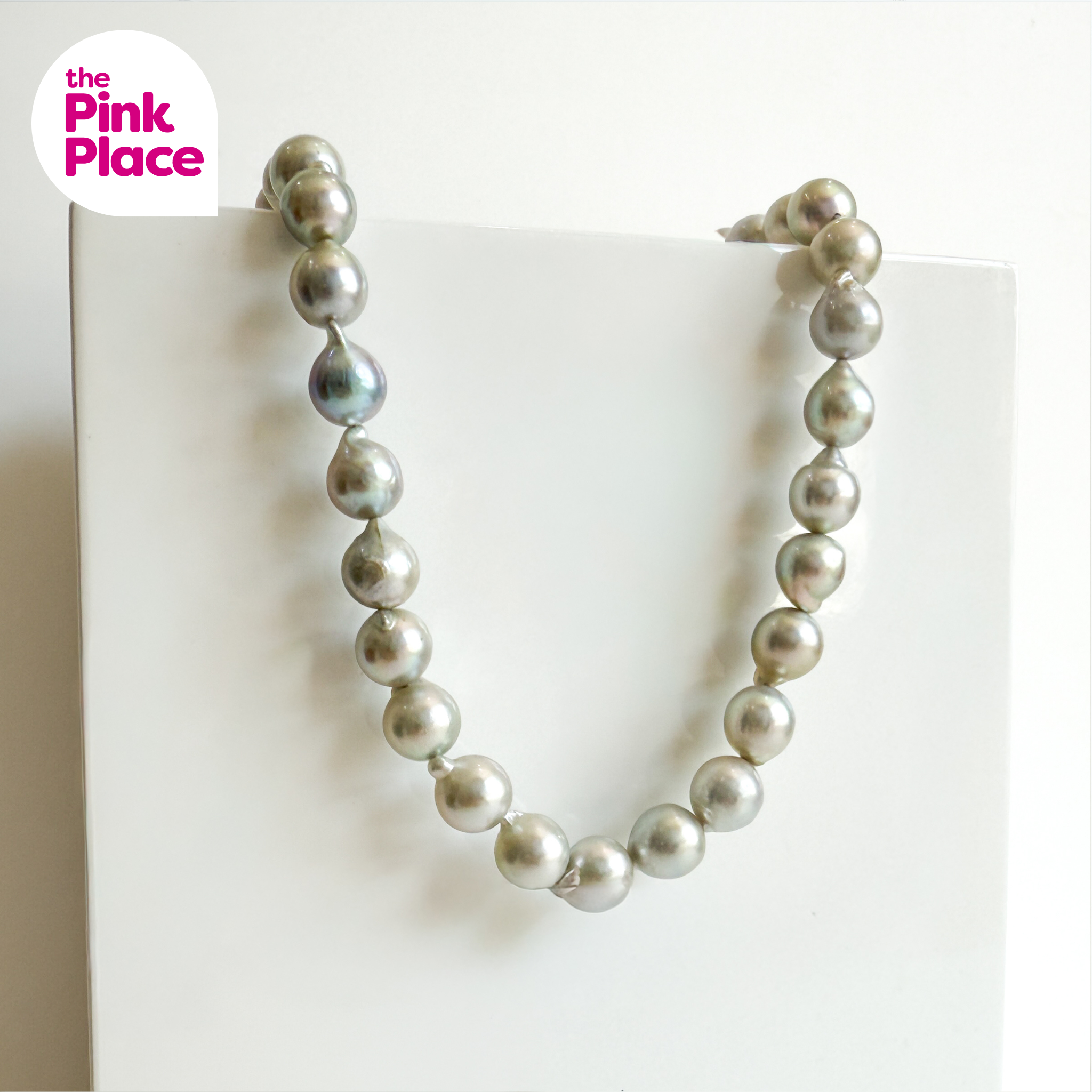 SOLD - Silver freshwater pearl necklace