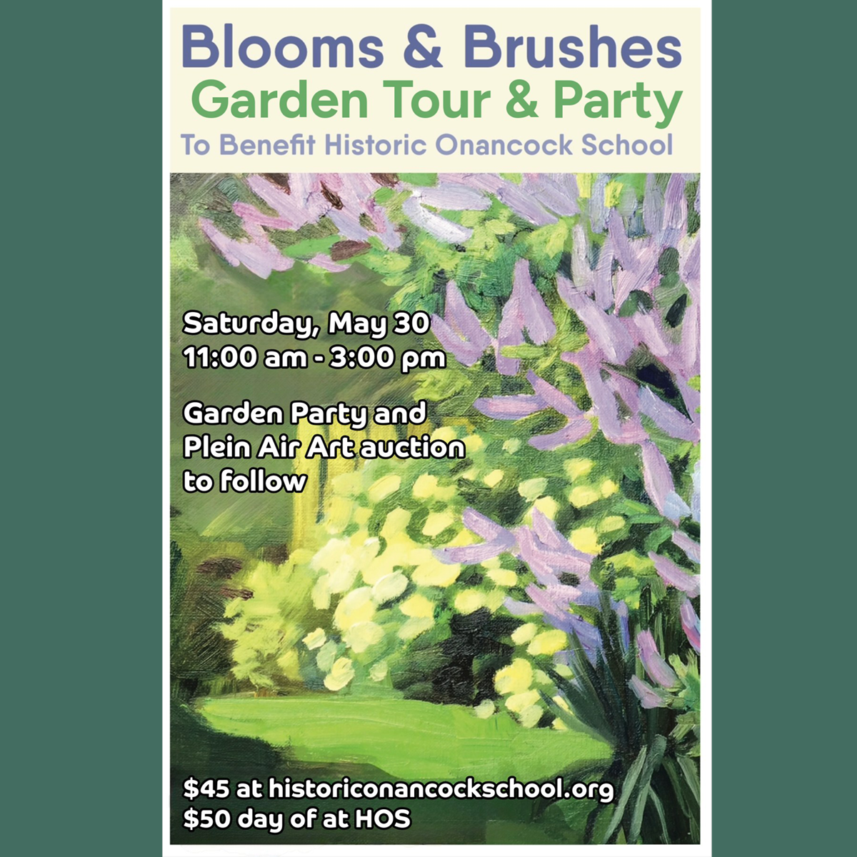 Blooms &amp; Brushes Garden Tour and Party Fundraiser