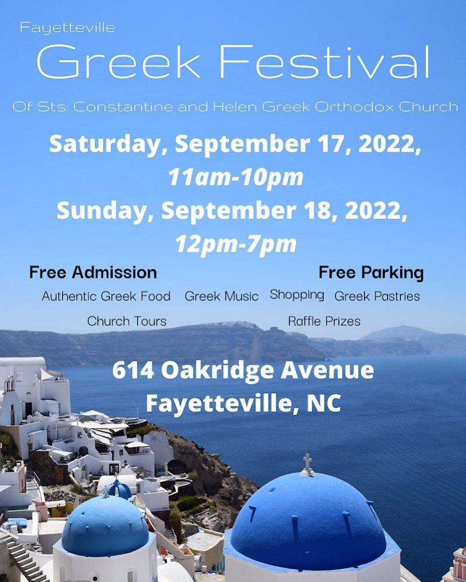 Fayetteville Greek Festival is coming up. #greekfood #greeklife #greek #fayettevilleevents #fayetteville