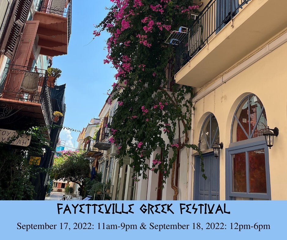 Almost that time of year again. The Fayetteville Greek Fest is coming to you on Saturday, September 17: 11am-9pm and Sunday, September 18: 12pm-6pm. #greek #greekfood #greece #greeklife  #fayetteville #fayettevillenc