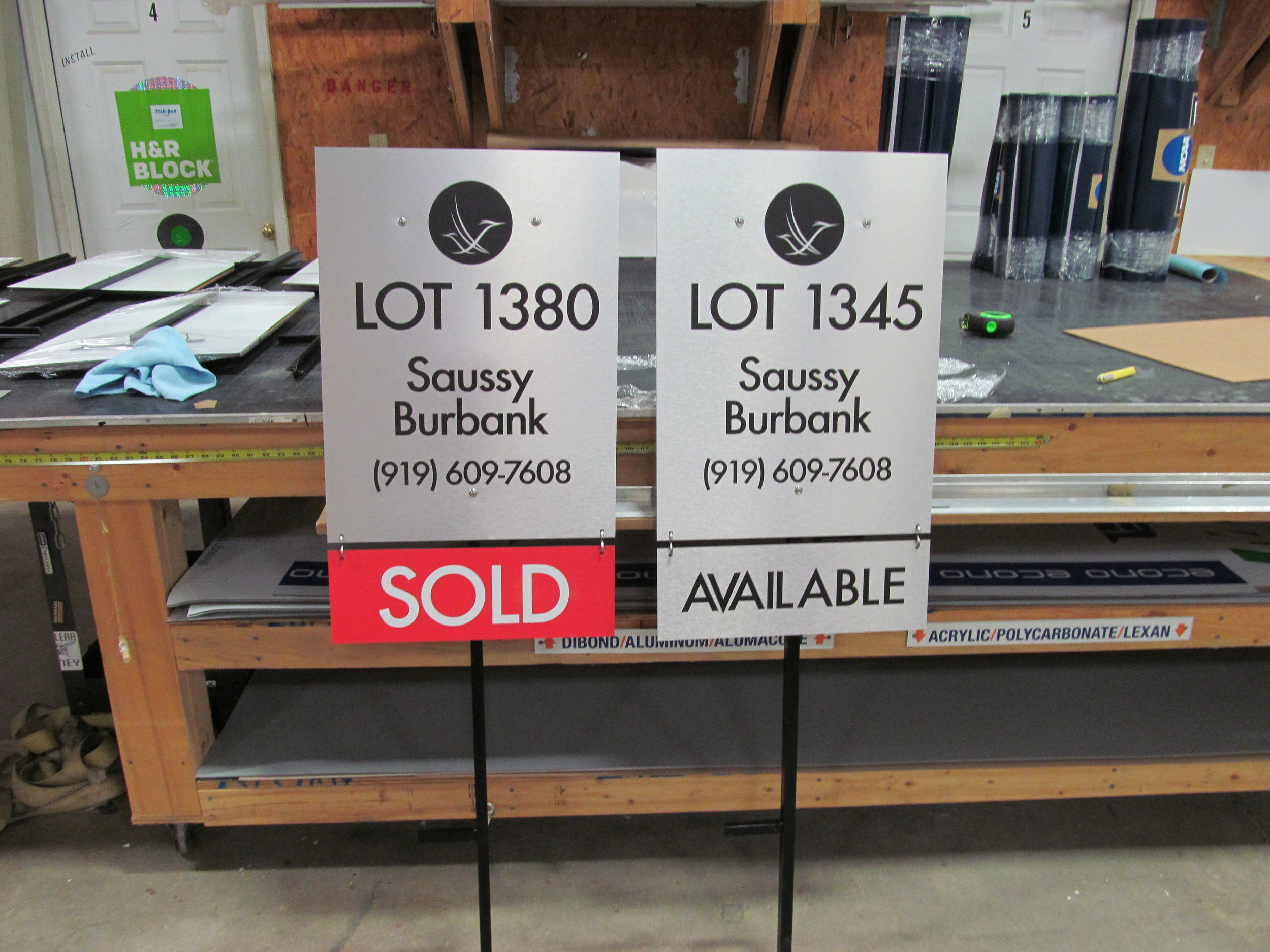ColorGraphic is the go to shop in the Triangle for real estate signs. Our custom lot signs can be made from any substrate- check out these unique brushed aluminum lot signs!
