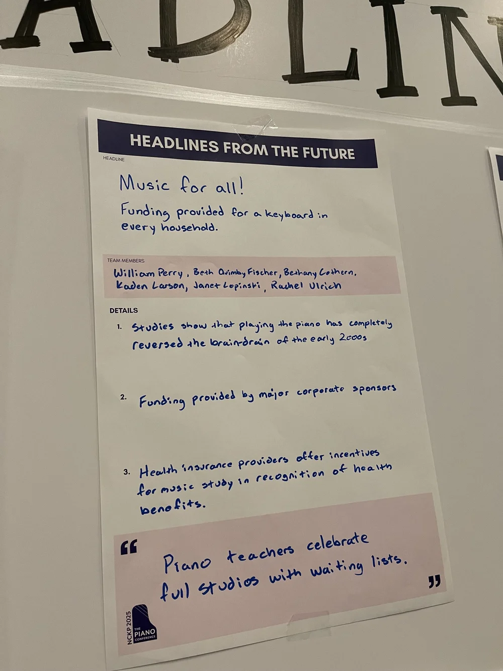  Our small group dared to dream... 