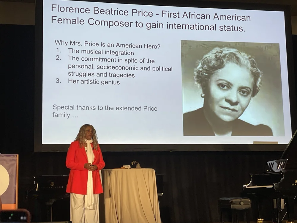  Dr. Karen Walwyn presenting on Florence Price, the first African-American woman to have a major work performed by a world-renowned symphony. 