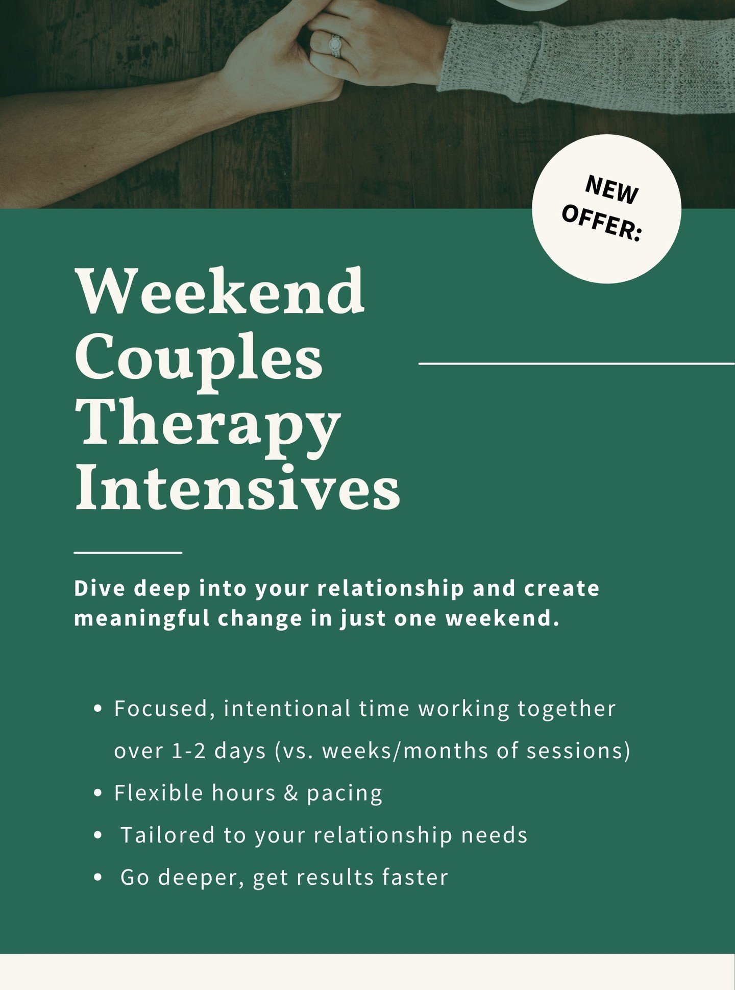 Need a relationship reset? Try a Couples Intensives with Andy Price, AMFT/ Psych Doctoral student! 

Feeling stuck in the same cycle? Ready for a breakthrough in your connection?

Andy Price, AMFT, is offering specialized Emotionally Focused Therapy 