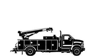 Maintenance truck icon representing heavy equipment manufacturing applications for Vectis tools.