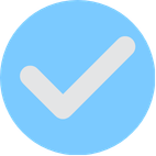 Blue checkmark icon indicating a completed item or verified feature.