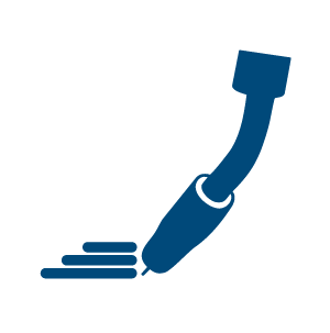Welding torch icon representing powerful and robust cobot welding features.