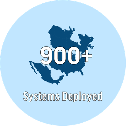 Graphic showing North America with more than 900 welding automation systems deployed.
