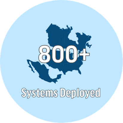 Graphic showing North America with more than 800 welding automation systems deployed.