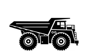 Haul truck icon representing heavy equipment manufacturing applications for Vectis tools.
