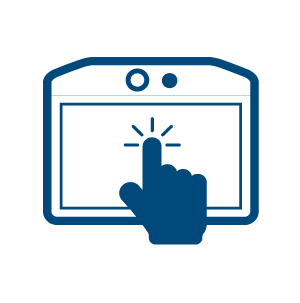 Touchscreen icon representing simple cobot welding controls.