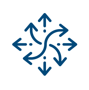 irectional arrows icon representing a portable and versatile cobot welding system.